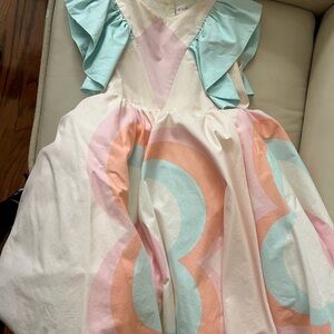 Colorful Dress with Ruffle Sleeves